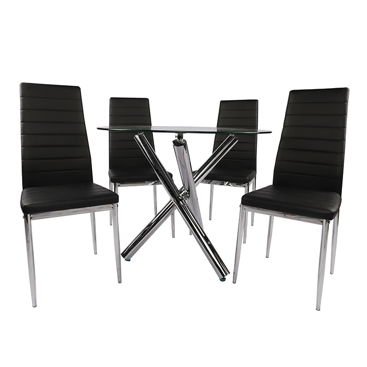 Mesa de comedor de vidrio temperado mesa de comedor de lujo ligero silla de comedor de alta calidad mesa de negociación combinación de sillas domésticas