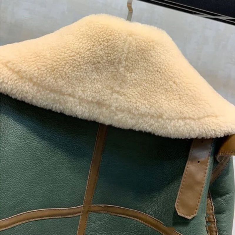 Männer Kleedung Plus Gréisst Wanterkleedung grouss Revers Motorrad Kleeder Fraen décke kuerze Pelz Ee Stéck Schaffell Schéiermantel_voghion.com