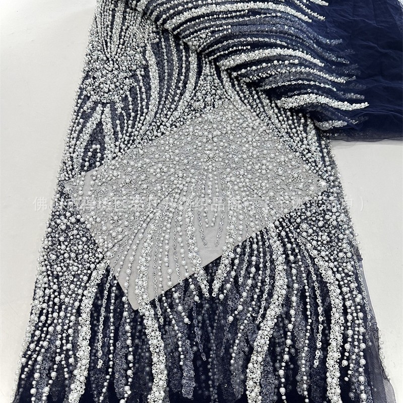 Comercio exterior transfronterizo spot tela de bordado con cuentas de espuma tela de bordado con tubo de cuentas vestido de novia de alta calidad tela de vestido de noche