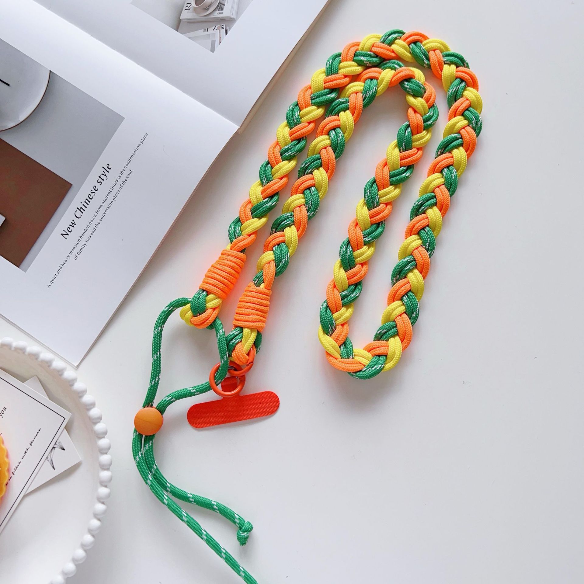 Color trenzado 6 hebras ajustable cuello de teléfono móvil cuello de cuello