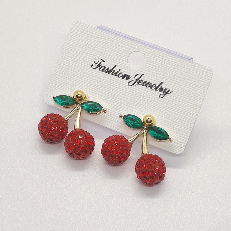 Aretes de cereza roja para mujer – colgante exquisito, fruta de imitación versátil, nuevo estilo