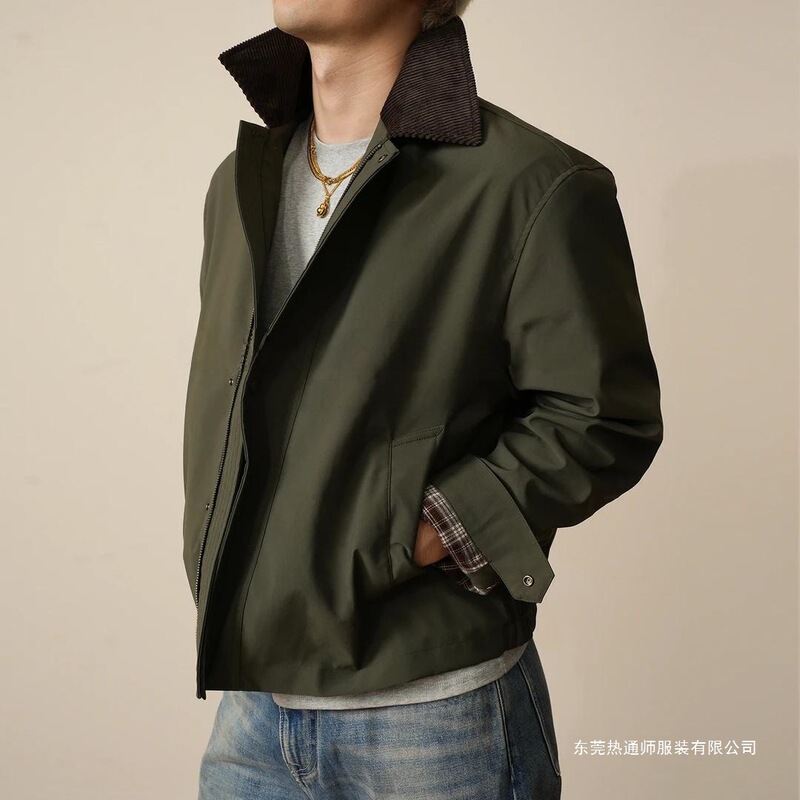 Zonjvnn Hunter Jacket Barn Style Workwear Corduroy Vintage Distressed Autumn Winter New Men's Black