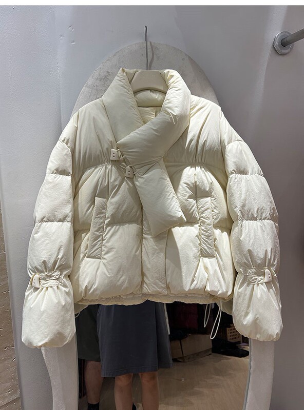 秋冬新甜美百搭羽绒棉服女短款围脖巾小个子加厚泡芙棉衣保暖外套|undefined