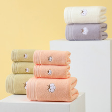 纯棉a类浴巾套转三件套居家日用男女家用毛巾洗浴三件套素色跨境