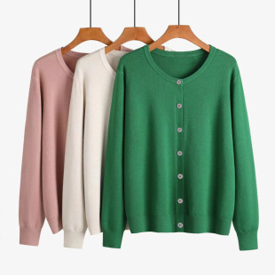 Cross-Border 2025 Autumn and Winter New Andy Velvet Knitwear Jacket Cardigan Women's Loose Large Size Top Round Neck Knitwear