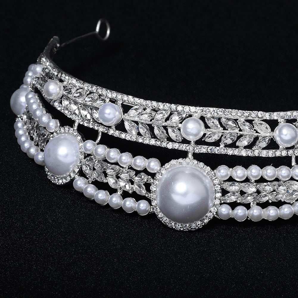 Bridal Crown Korean Multi-layer Rhinestone Pearl Crown Wholesale Nihaojewelry display picture 7