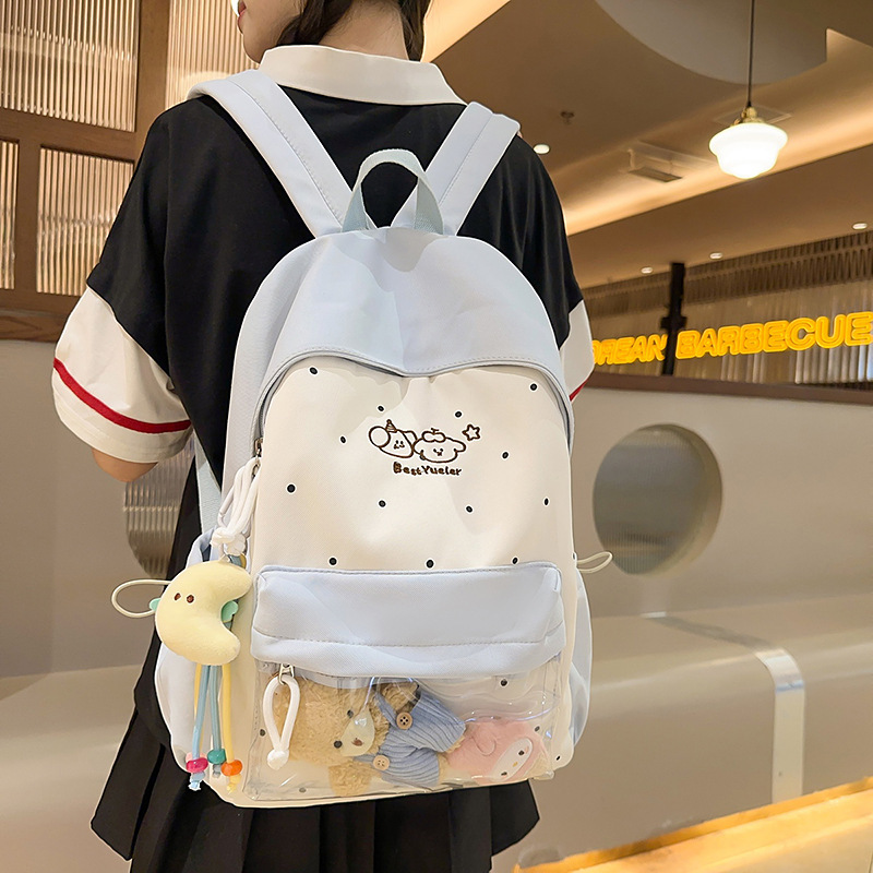 女子大生向けの見栄えの良いランドセル、おしゃれな水玉模様のコントラストカラー、中学生向けのかわいいリュック、シンプルで万能なリュック|undefined