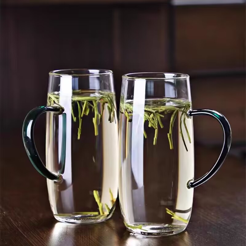 Borosilicate glass with handle household green tea special cup tea cup large capacity Office water Cup 300ml
