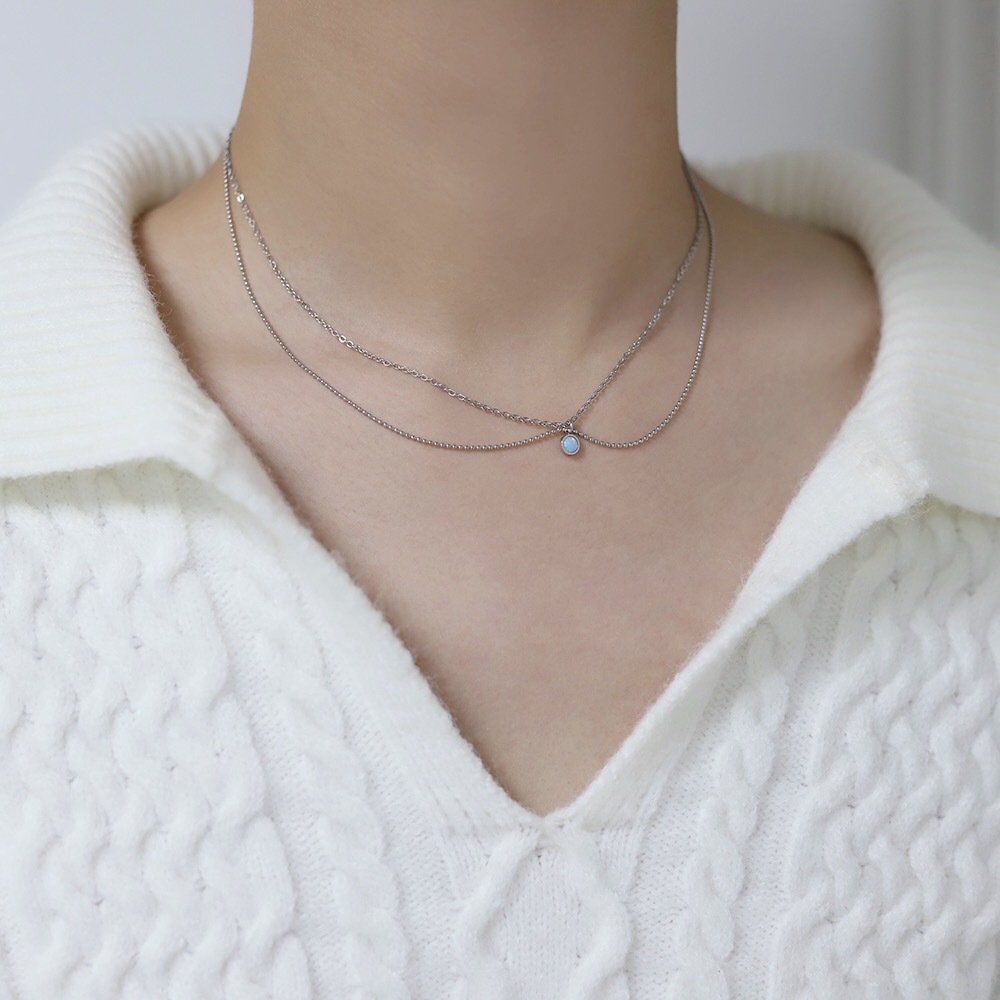 304 Stainless Steel Material Round Pattern Women's Gender Vacuum Plating Real Gold Plated Round 304 Stainless Steel Casual Simple Style Waterproof Non Tarnish 304 Stainless Steel Layered Necklaces