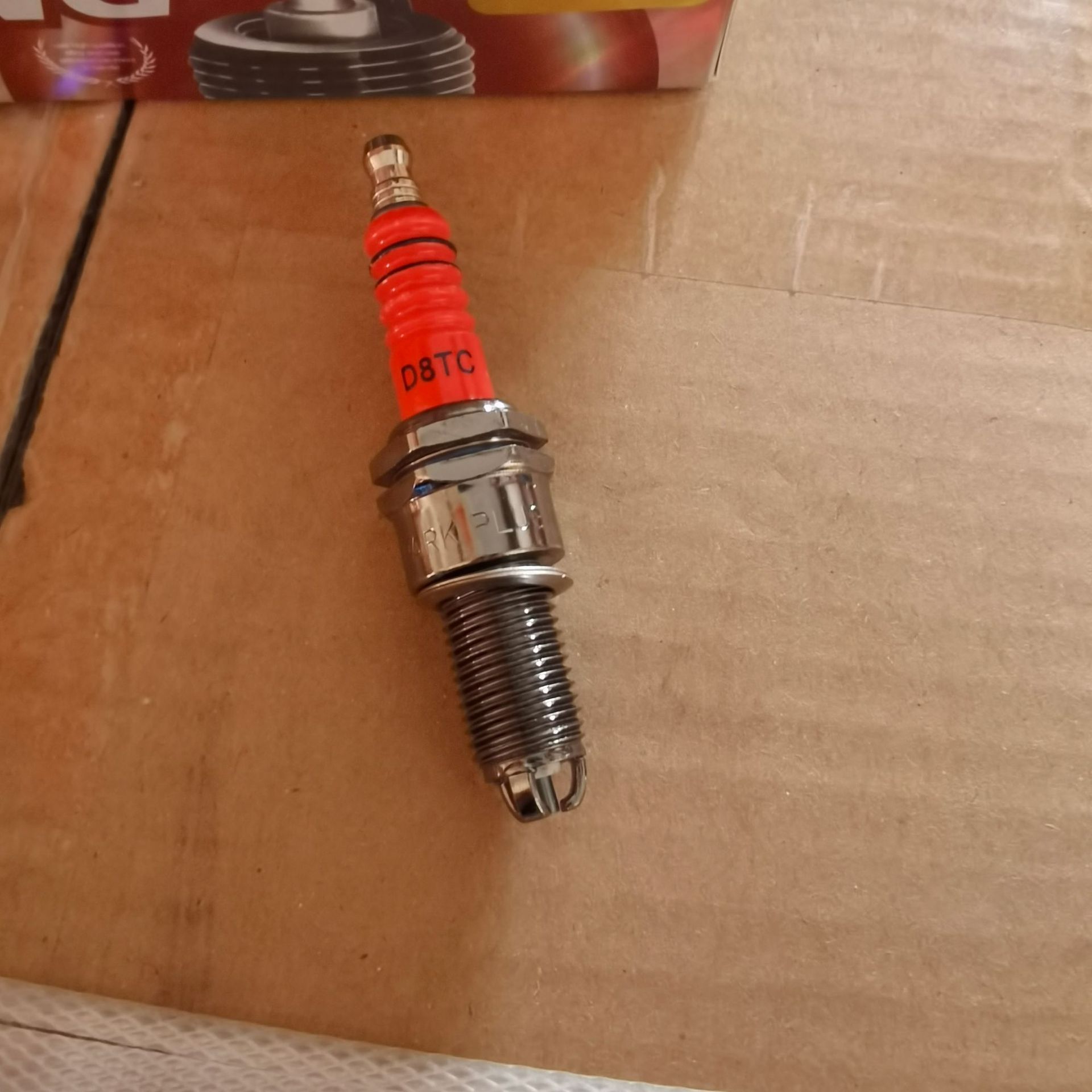 D8TC Red Triple Electrode Spark Plug for Motorcycle Scooter ATV