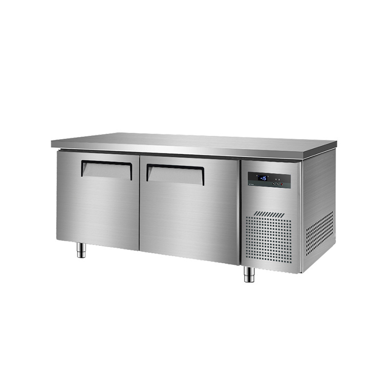 Banco de trabajo refrigerado de acero inoxidable Congelador Refrigerador comercial Congelador plano Mesa de operación Congelador Seguro Congelador Cocina