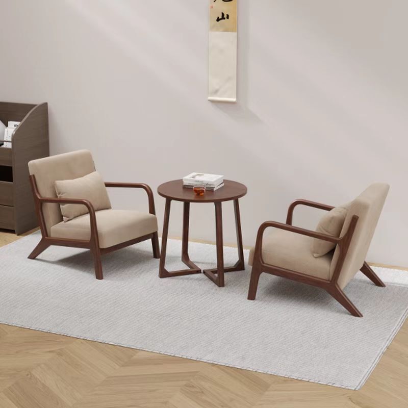 Balcony Tea Table and Chair Set, Three-Piece Set, Trendy One Table and Two Chairs, Small Apartment Solid Wood Coffee Table, Sofa Chair, Table and Chair Set