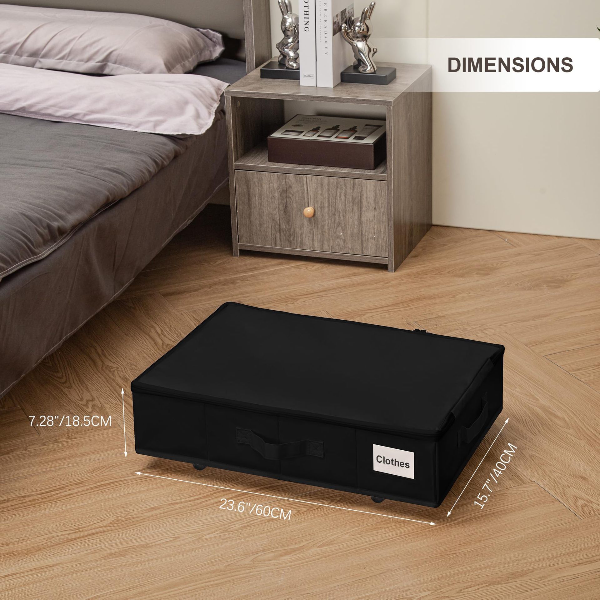 Foldable Under Bed Storage Box With Wheels, Dustproof Rolling Storage Organizer For Clothes, Shoes, Sundries, Bedroom Home Space Saving Container_maomaolike.com