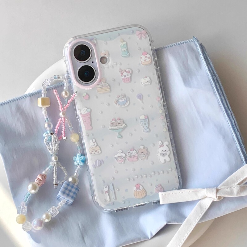 Apple 17Promax Cartoon Glitter 13Pro Dessert Kt Cat Iphone15/16Pro Mobile Phone Case Suitable for Chain