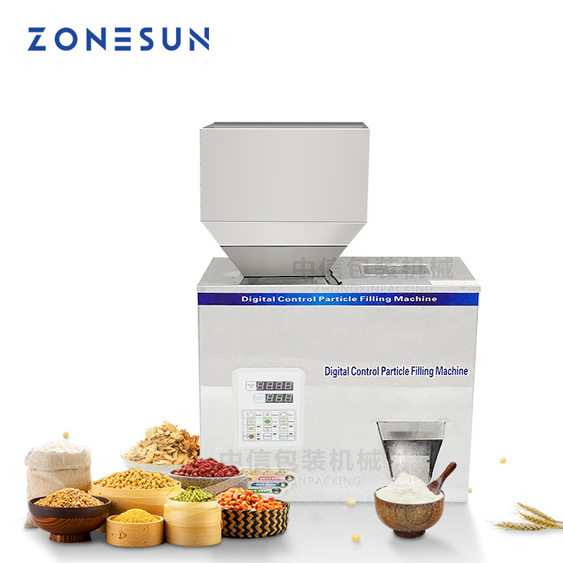 ZONESUN 5-500g颗粒粉粒杂粮灌装机 茶叶大米咖啡五谷振动分装机