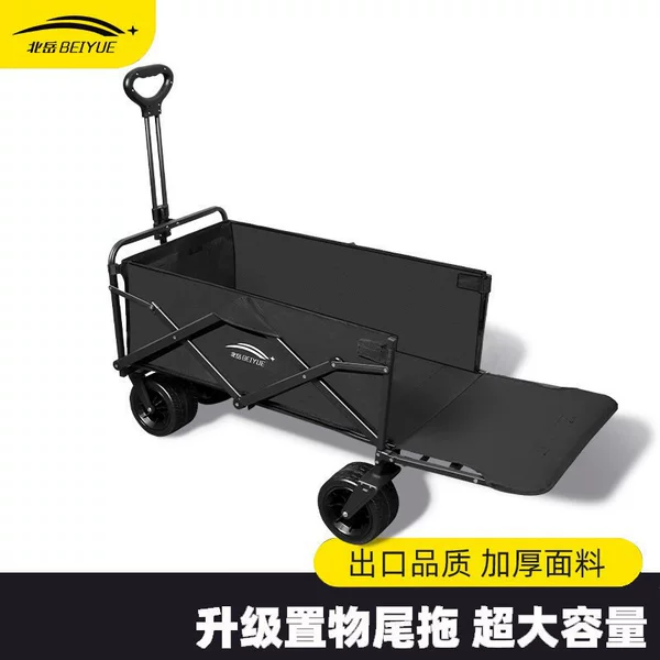 Camping Cart, Outdoor Travel Camper Cart, Rear-Opening Hand-Pushed Cart, Picnic Cart, Folding Small Cart for Carrying Packages