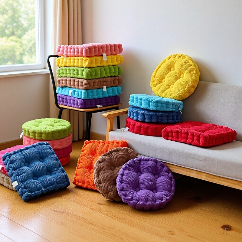 2025新款手工玉米粒坐垫飘窗蒲团胖子坐垫灯芯绒椅子垫子加厚办公