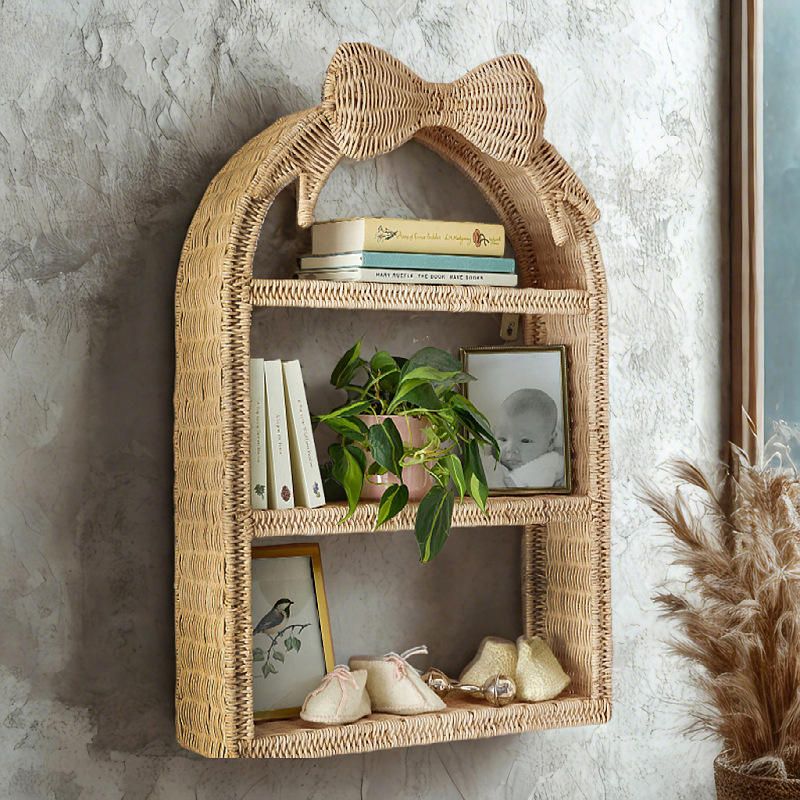 Canasta de almacenamiento de ratán de mariposa transfronteriza, estante de decoración de pared, decoración práctica, habitación de niños, decoración de tejido de casa de familia
