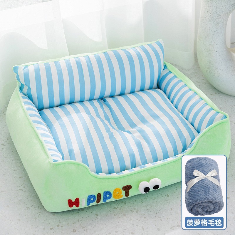 Primavera y verano gatos frescos de respaldo alto contraste color rayas gato nido cuatro estaciones sofá nido de respaldo universal perros nido de mascotas