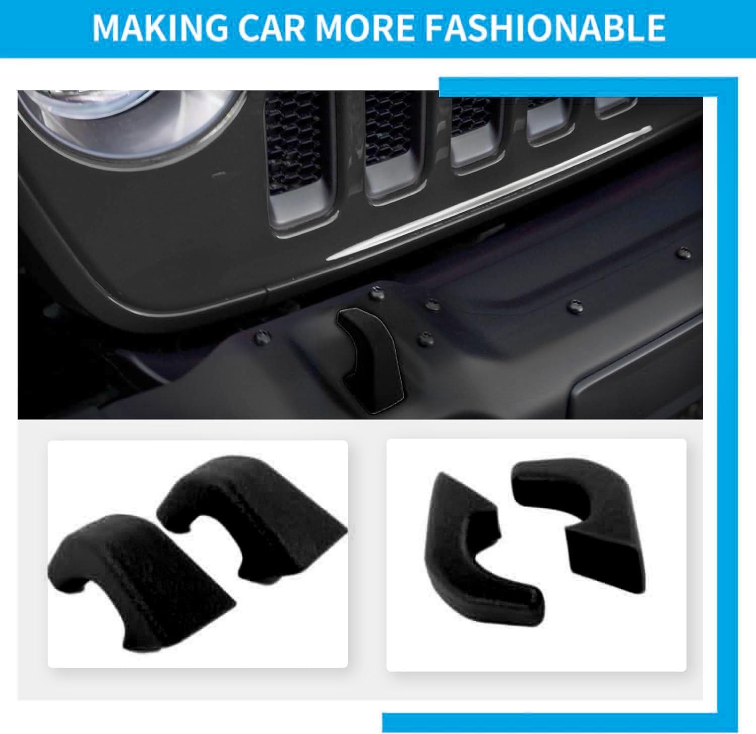 Suitable for 07-23 Models Jk Jl Jt Wrangler Front Bumper Tow Hook Cover, Tow Hook Protector, Tow Buffer Block
