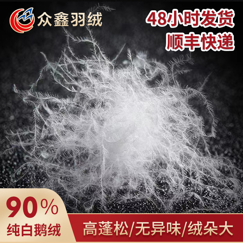 Puyang New National Standard Washed 90% Goose down Manufacturer Fluffy Large 21 Standard Pure White Goose down Feather Jacket Feather Filling Material