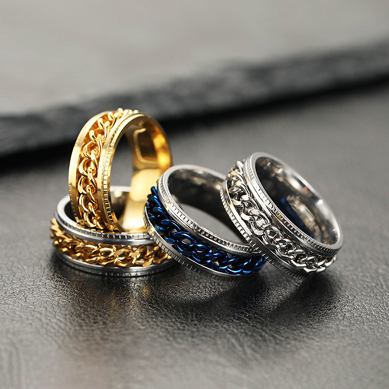 Casual Geometric Titanium Steel Plating Unisex Rings display picture 1