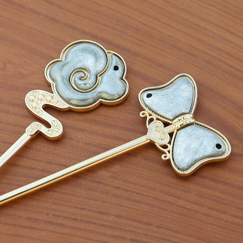 song dynasty brocade creative handmade hairpin double-sided cover base support diy xiangyun bow patch updo hair accessories accessories