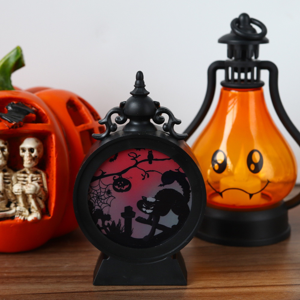 Lámpara de calabaza de Halloween decoración de fantasmas diabólica emoticones luces nocturnas atmósfera de terror decoración props led lámpara esqueleto
