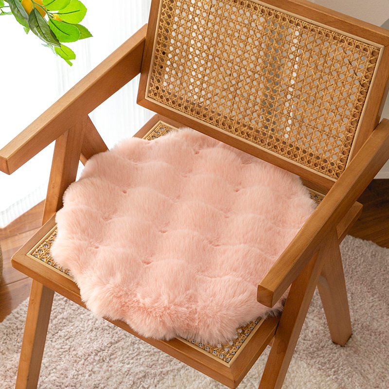 Rabbit velvet cushion-pink