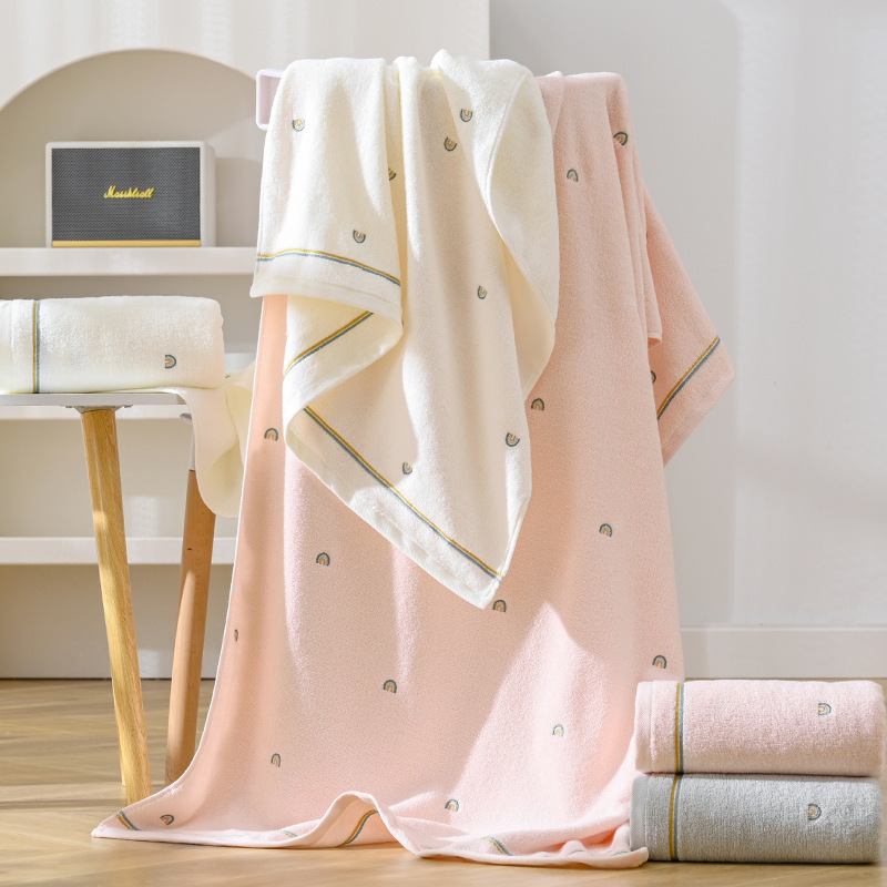 Little Rainbow Towel New Cotton Household Bath Towel Unisex Skin-Friendly Soft Embroidered Fresh Towel Little Rainbow Towel New Cotton Household Bath Towel Unisex Skin-Friendly Soft Embroidered Fresh Towel