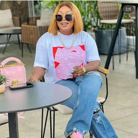 300g美式高街潮牌黑色短袖女t恤夏季宽松小众设计感纯棉上衣