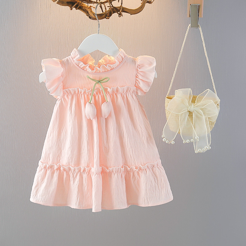 Girls Summer Dress 0-3 Years Old 1 Fashionable Baby Princess Dress Pure Cotton Thin Little Girl Summer Sleeveless Dress