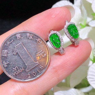 Full of green leaves earrings 18k gold inlaid with water and ice through simple wind small fresh personality