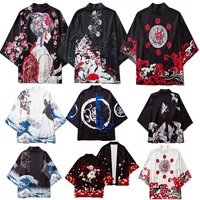 Мужской кардиган, японское кимоно Ukiyo-e с морским карпом, плащ хаори, косплей, подержанный халат, шаль
