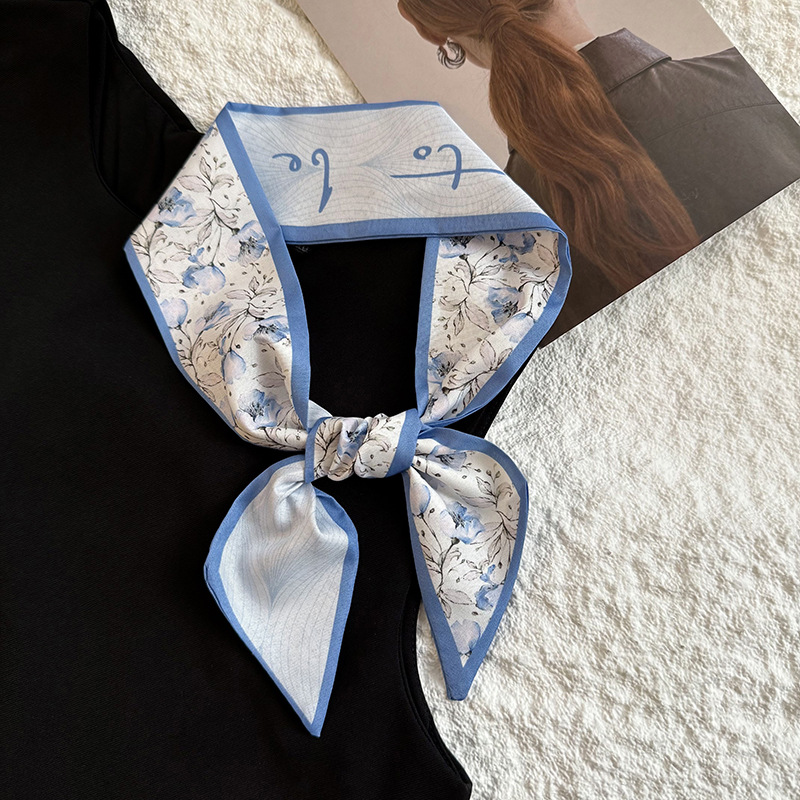 Bufanda de seda, tira larga, sensación de alta gama, nueva caja de regalo fresca pequeña, cinta decorativa, bolsa atada, cabello atado, bufanda de seda, bufanda, cinturón multiusos