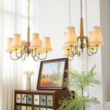 法式vintage客厅餐厅卧室中古吊灯 复古麦穗流苏美式布艺装饰灯具