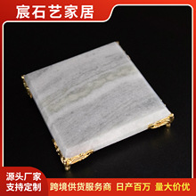 天然大理石置物盘托盘首饰盘10cm创意展示盘玄关收纳摆件电商爆品