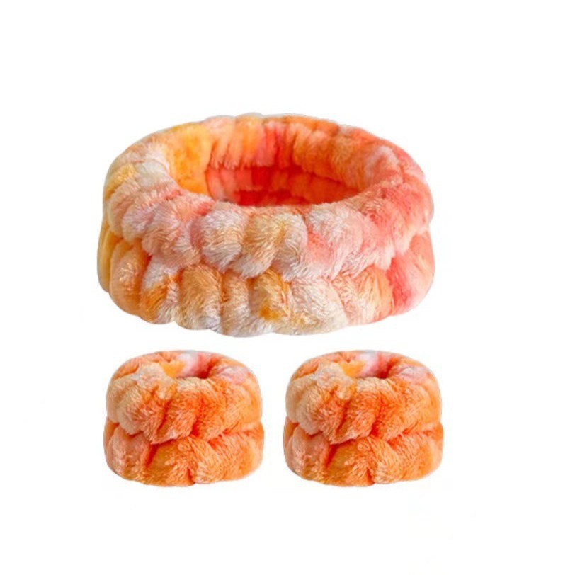 Tie tinged franela correa de cabello un anillo conjunto de correa de muñeca femenina absorción de agua lavado facial máscara correa de muñeca suministro de fábrica