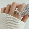 South Korean goods, brand fashionable ring with bow from pearl, silver 925 sample, simple and elegant design, light luxury style, wholesale