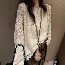 法式慵懒风百搭蕾丝长袖打底衫女2025秋冬款小香甜美气质内搭上衣