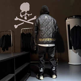 mastermind骷髅头刺绣棒球领棉服 MMJ暗黑美式潮牌薄款棉衣外套