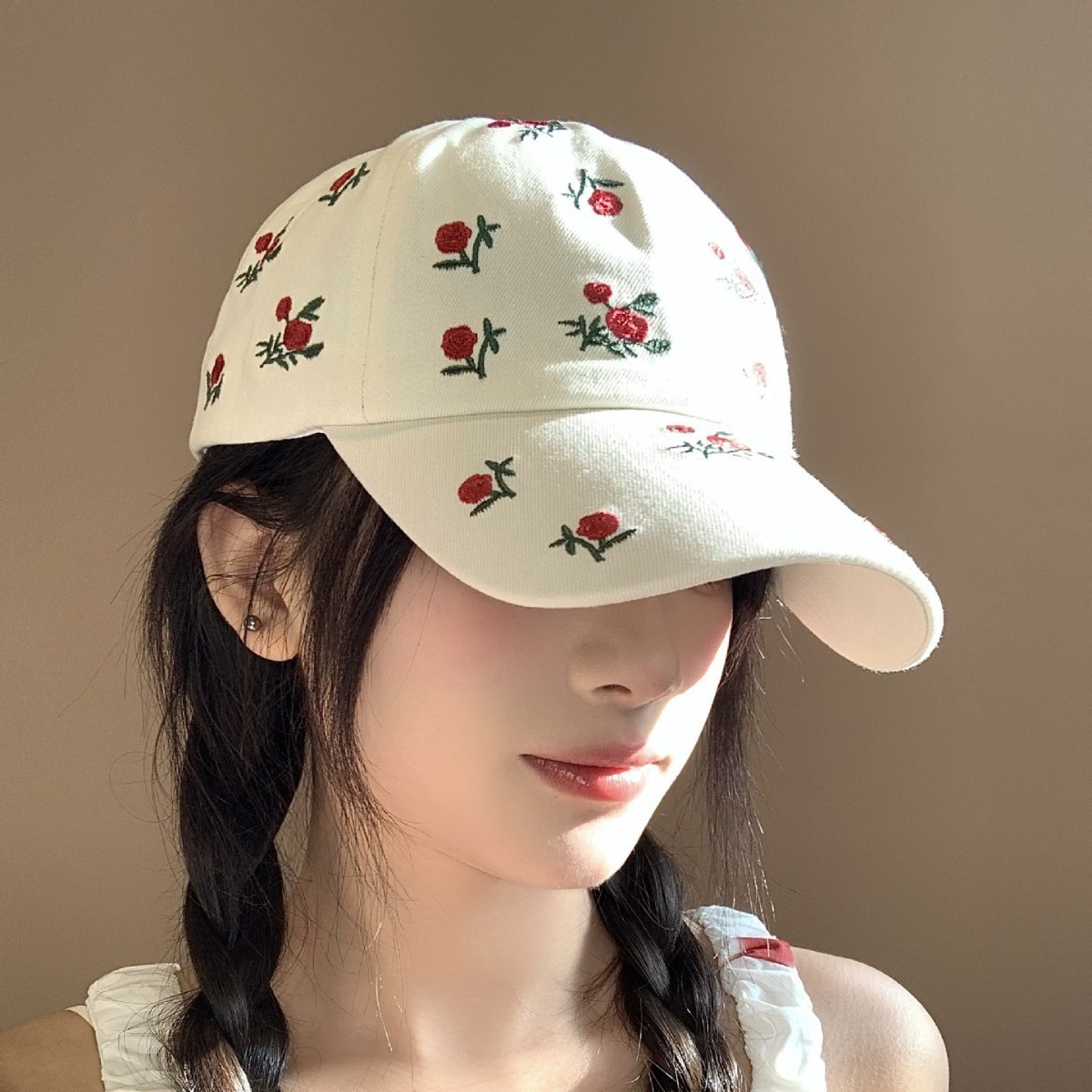 Cute Hats Japanese Sweet Style Retro Embroidered Baseball Cap Versatile Women's Baseball Cap Casual Sunshade Sun Protection Cap