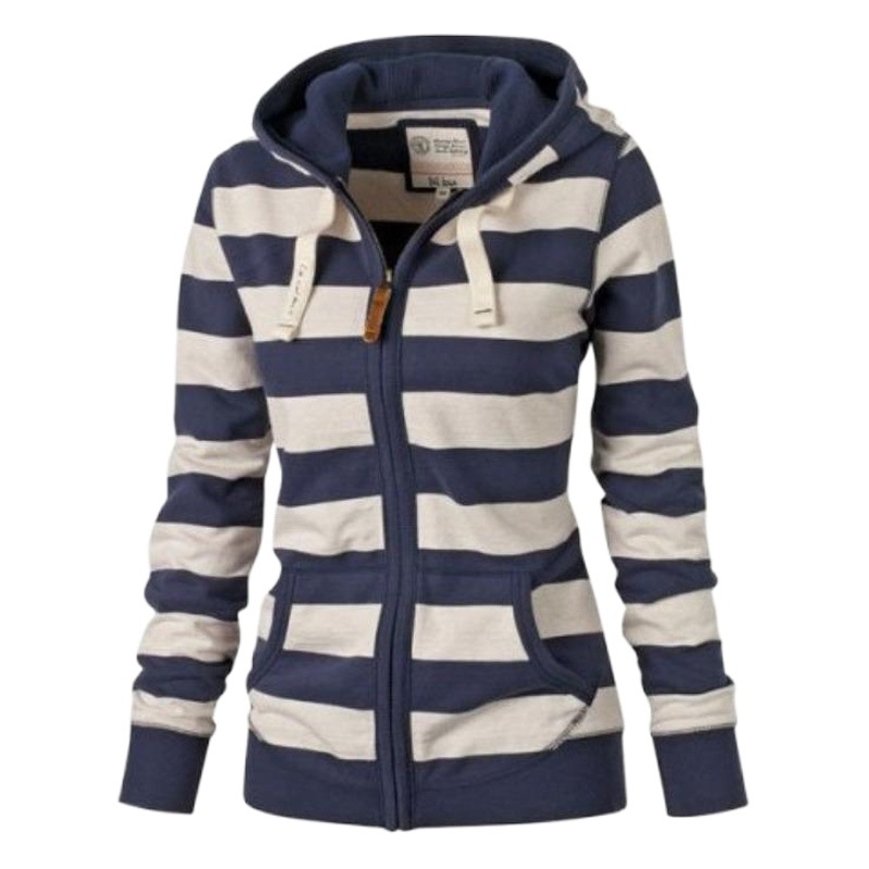 6023 AliExpress Comercio exterior ropa de mujer europea y americana Otoño e Invierno popular con capucha más tamaño manga larga suéter a rayas