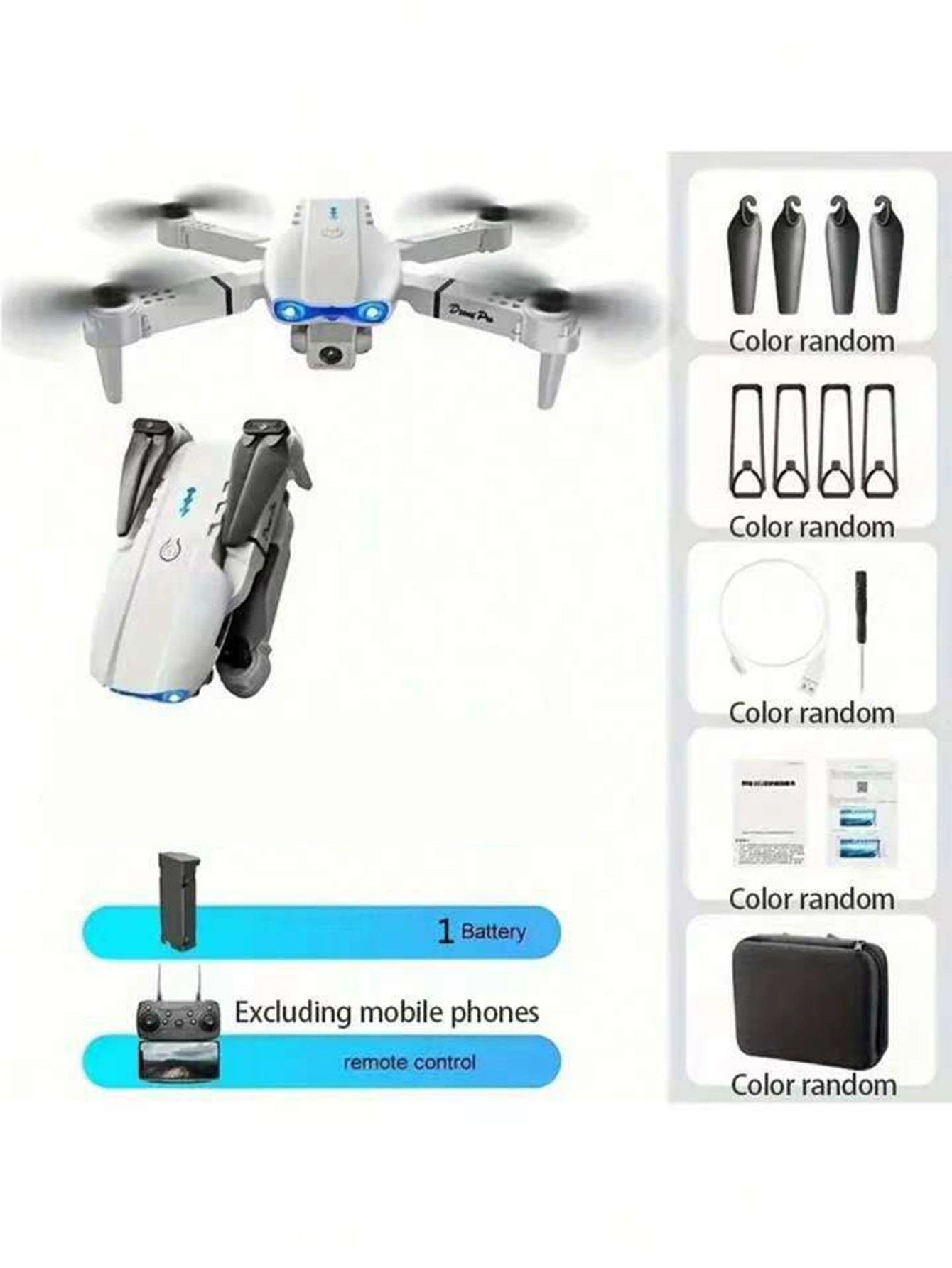 Folding Drone E99 Remote Control, CCTV or No-Camera Options, Single/Dual/Three Batteries