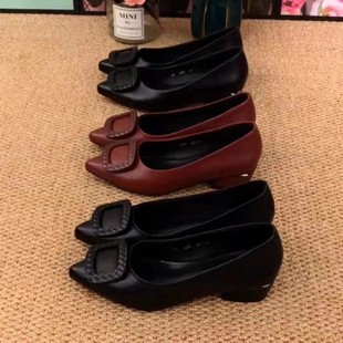 Soft Leather Shoes Women's Shallow Mouth Pointed Thin Heel Women's Shoes 2024 New All-match Mother Shoes plus size Small Leather Shoes Soft Sole