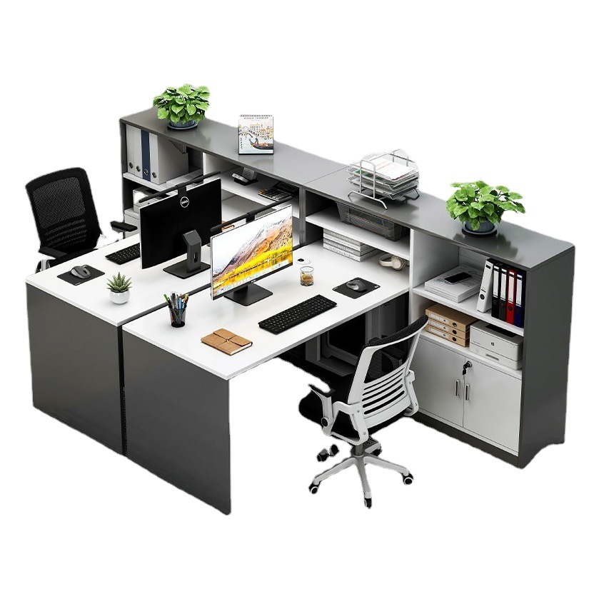 Personal de oficina escritorio y silla combinación simple moderna sala financiera muebles pantalla personal estación doble 4/cuatro asiento de trabajo
