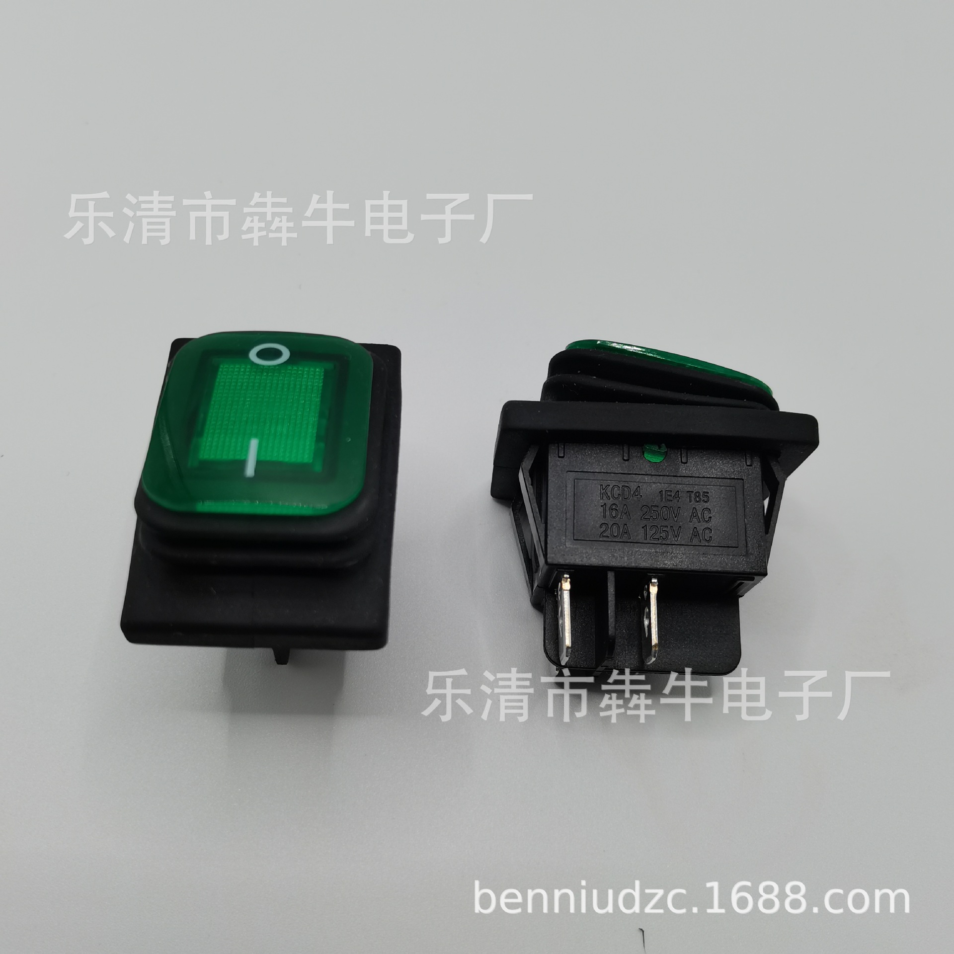 防水防尘防油污开关KCD4带灯四脚连体防水大电流16A翘板开关