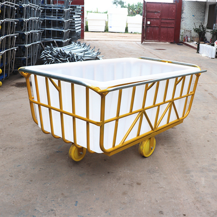 易推塑料牛津纺纱桶推布车 /浙江印染厂用聚乙烯水箱装布车