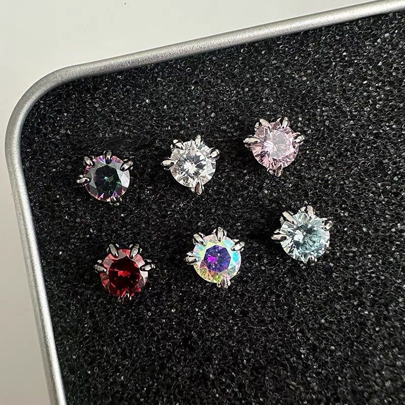 3g Weight 1 Piece Simple Style Geometric Titanium Steel Zircon Ear Studs
