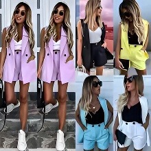 Solid waistcoat and wide leg pants suit for women���ѝ���b